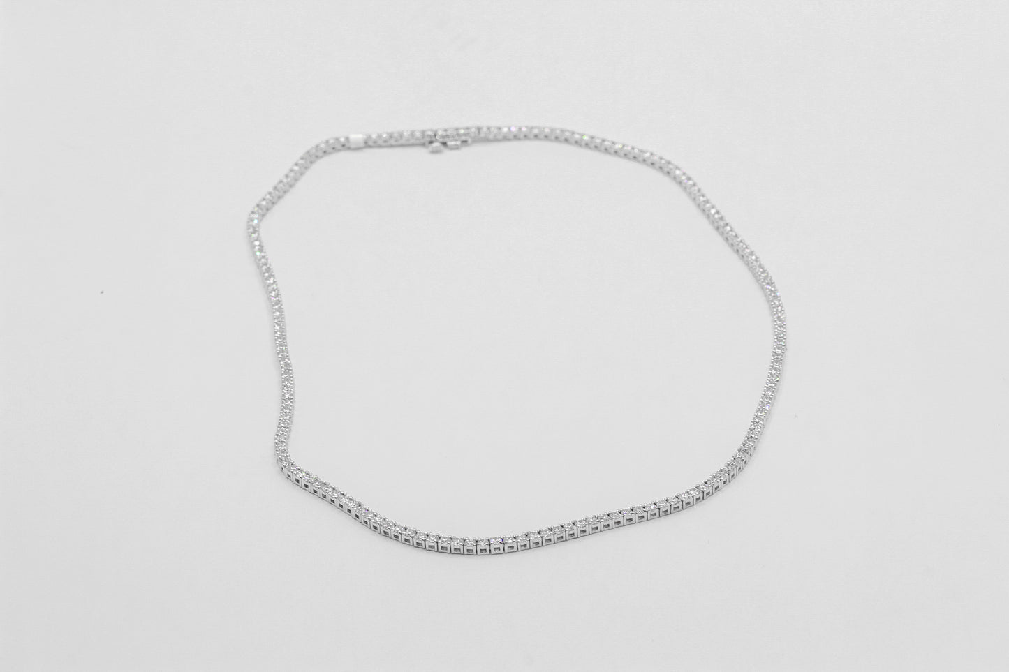 14K White Gold 6.92 Carat Diamond Tennis Necklace
