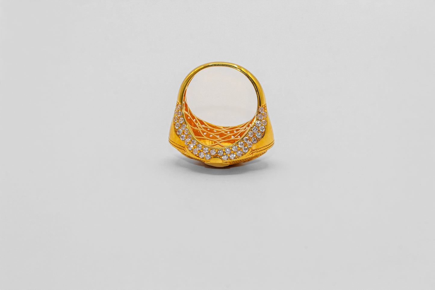 21K Gold Studded Clover Puff Ring