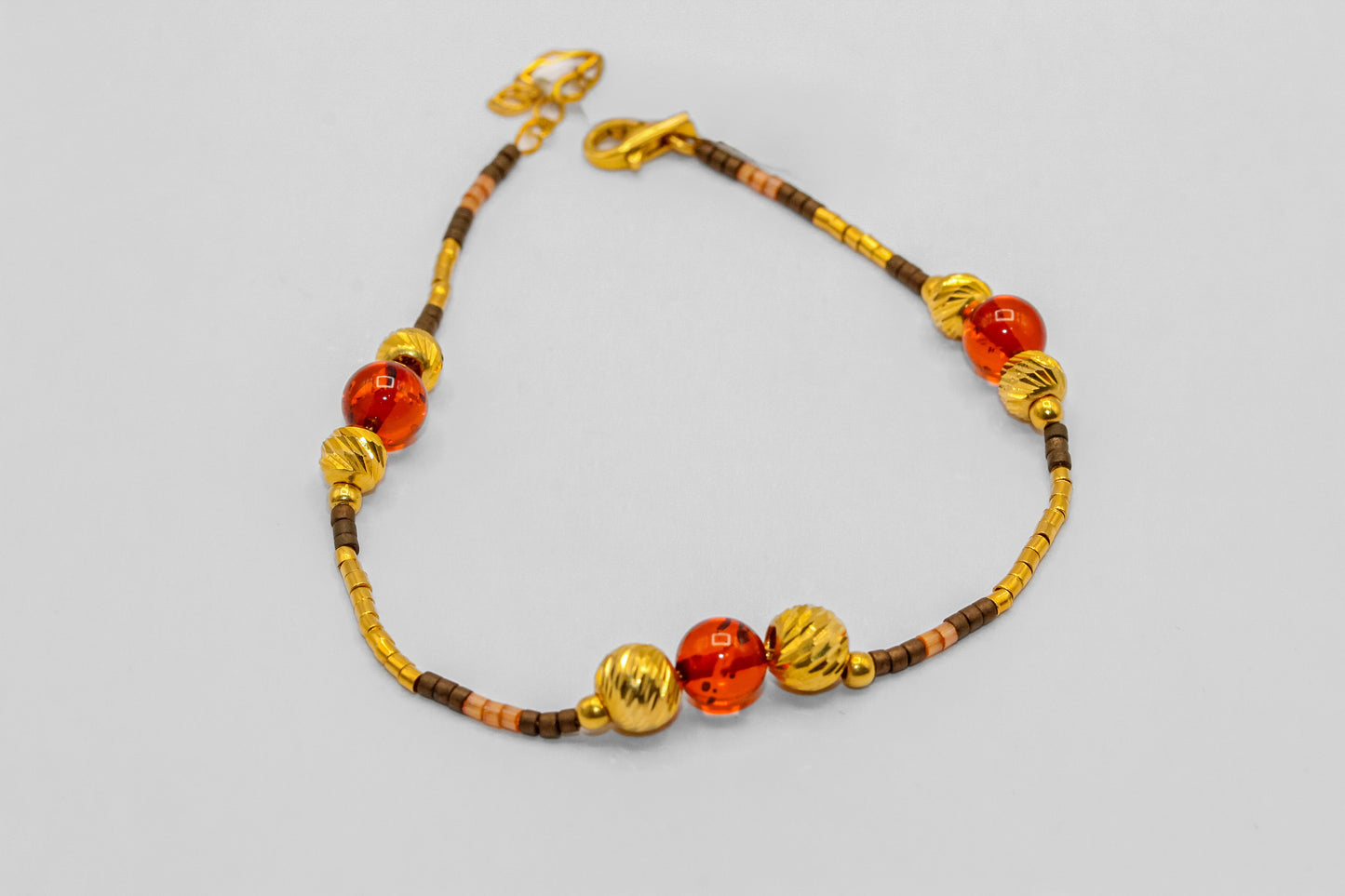 21K Gold Amber Beaded Bracelet