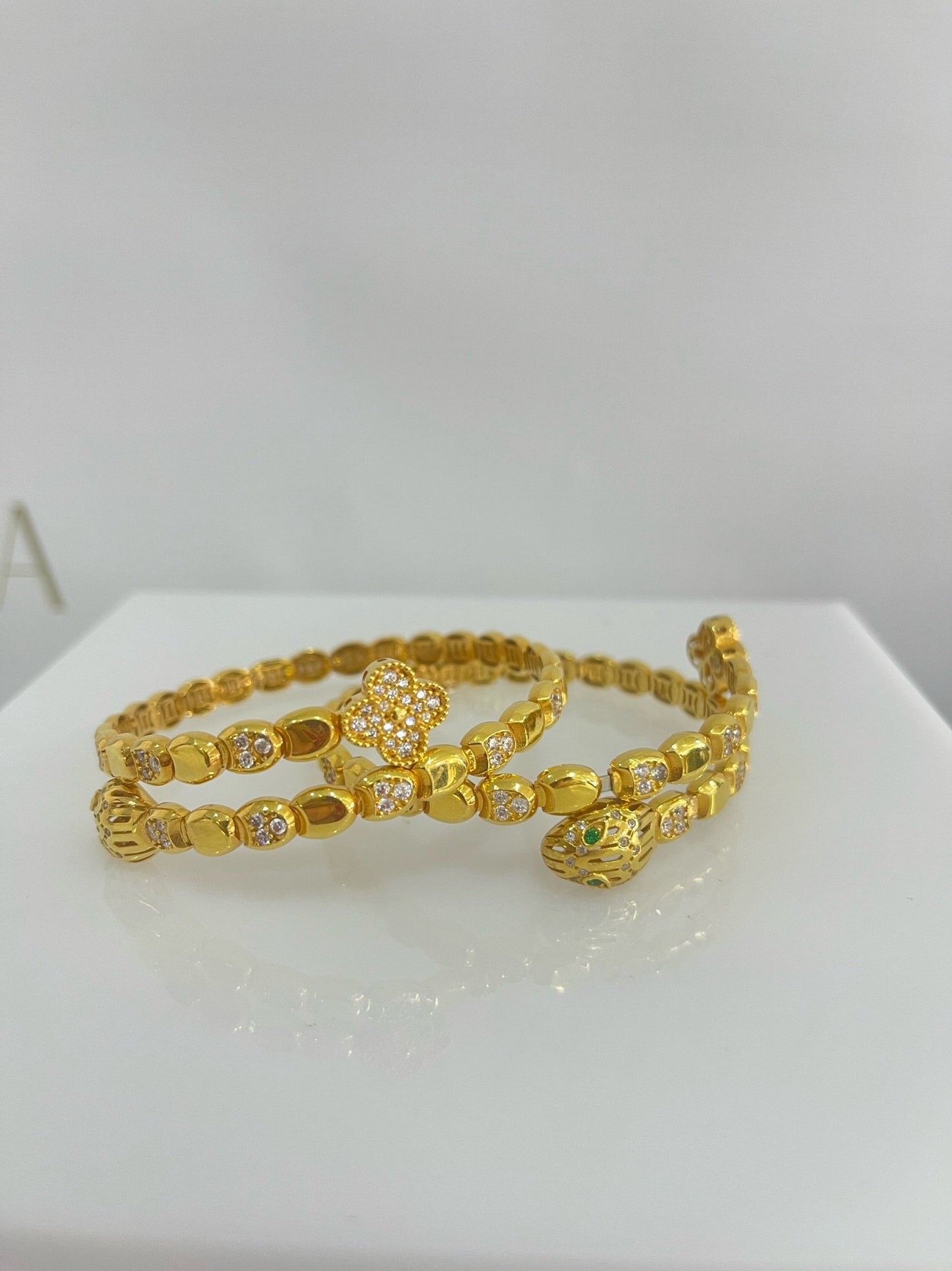 21K Gold Serpent Bangle Bracelet