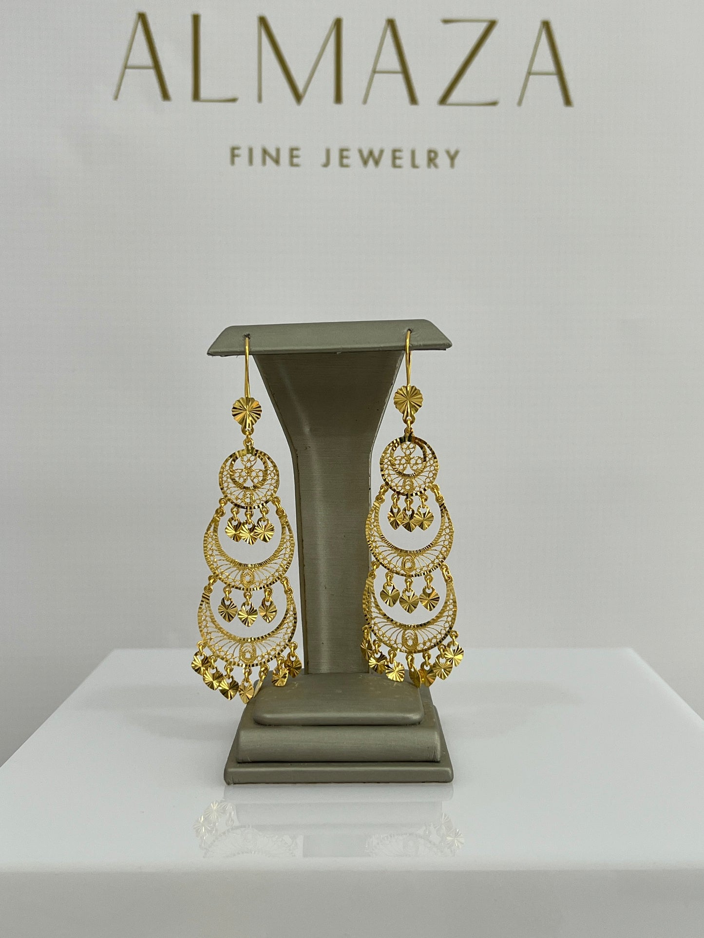 21K Gold Large Chandelier Earrings