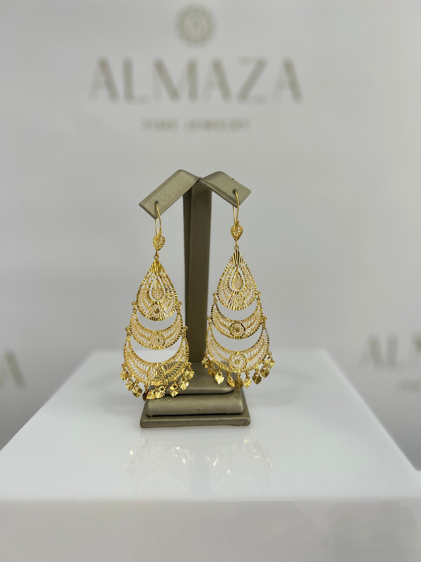 21K Gold Large Chandelier Earrings