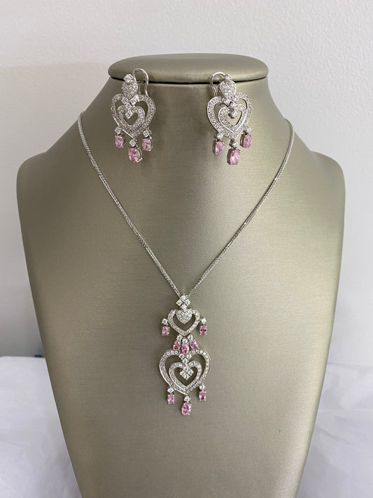 18K White Gold Heart Set