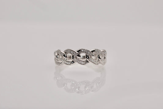 14KW Gold Cuban Diamond Ring