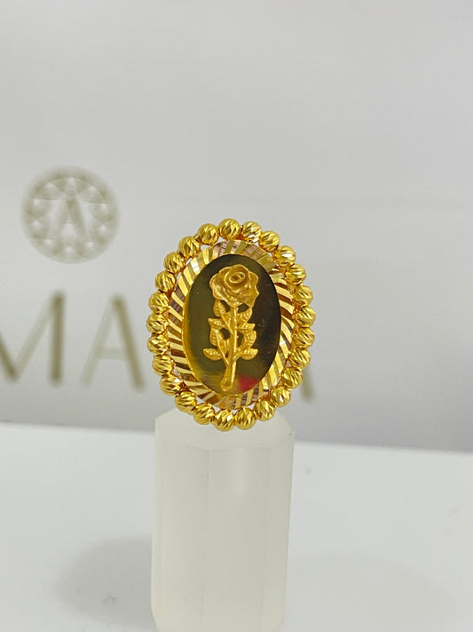 21K Gold Himo Oval Rose Ring