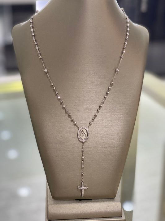 18K White Gold Rosary