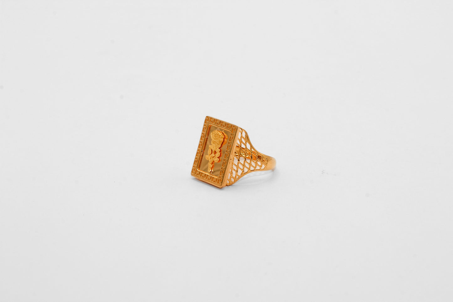 21K Gold Square Rose Ring