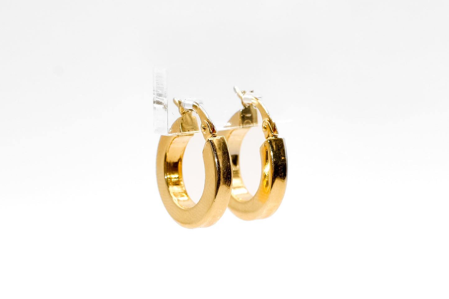 14K Gold Small Flat Hoop Earrings