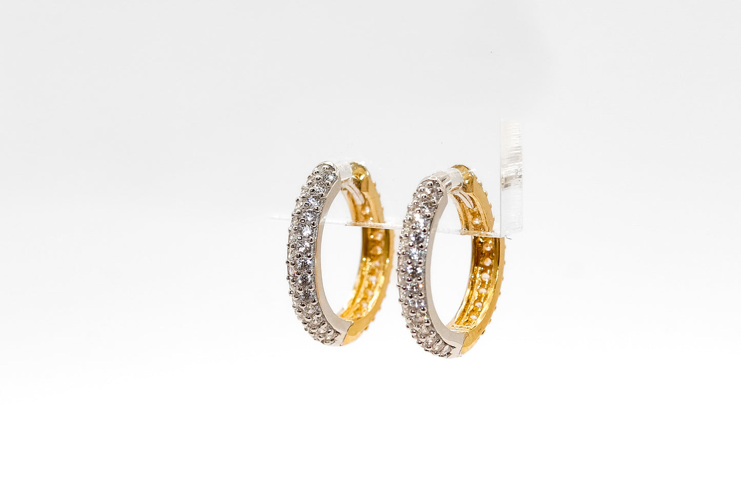 14K Gold Round Small Studded Huggies