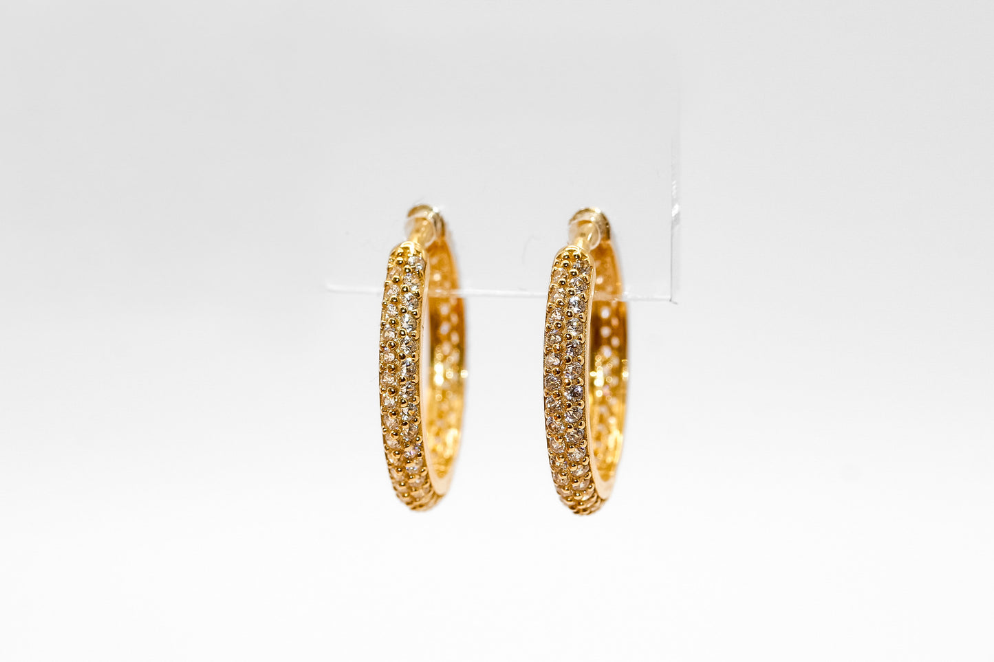 14K Gold Medium Studded Hoop Earrings