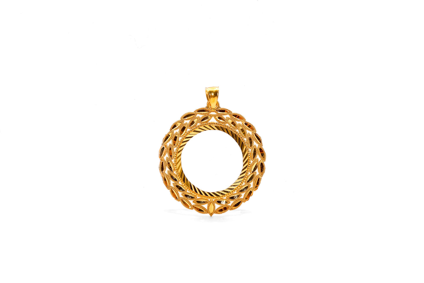 21K Gold Leaf Coin Pendant