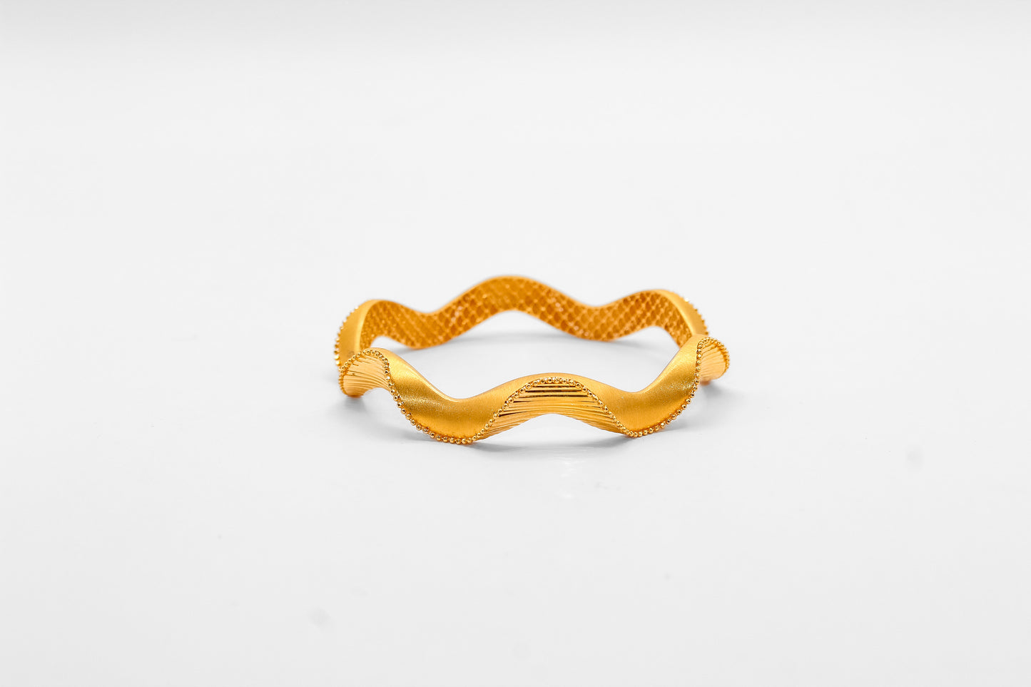 21K Gold Wavy Bangle Bracelet