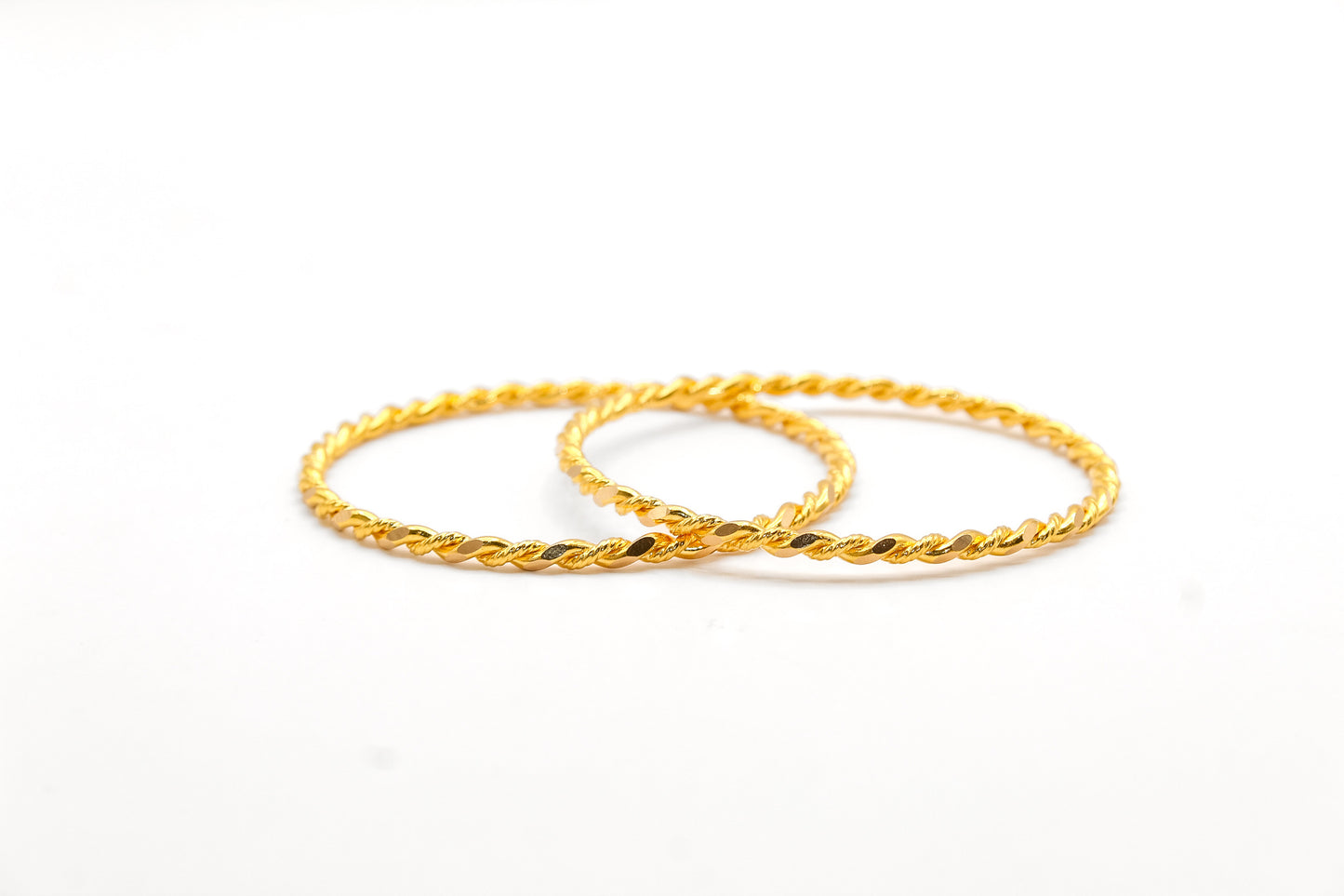 21K Gold Solid Twist Bangles