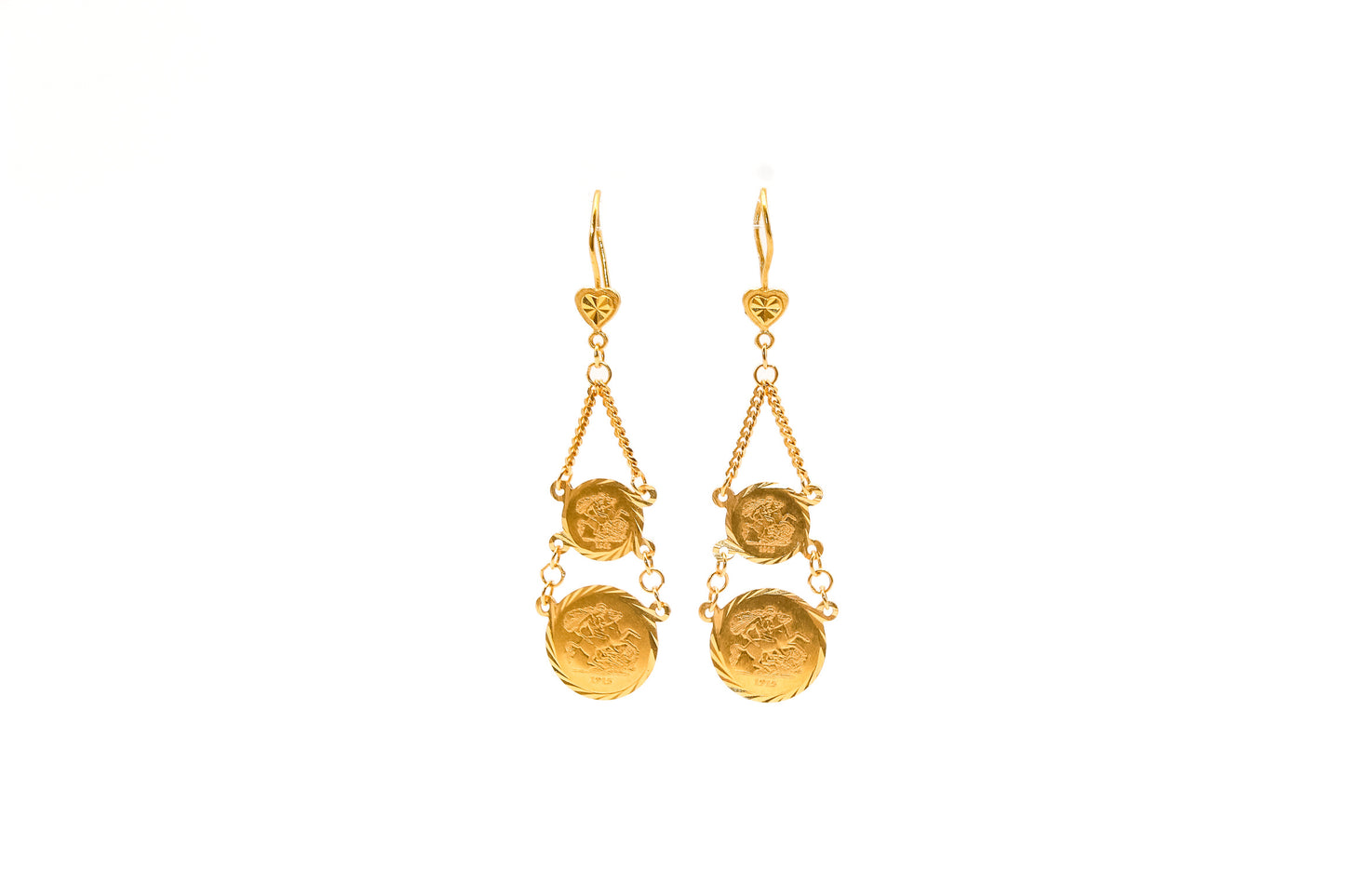 21K Gold Coin Dangle Earrings