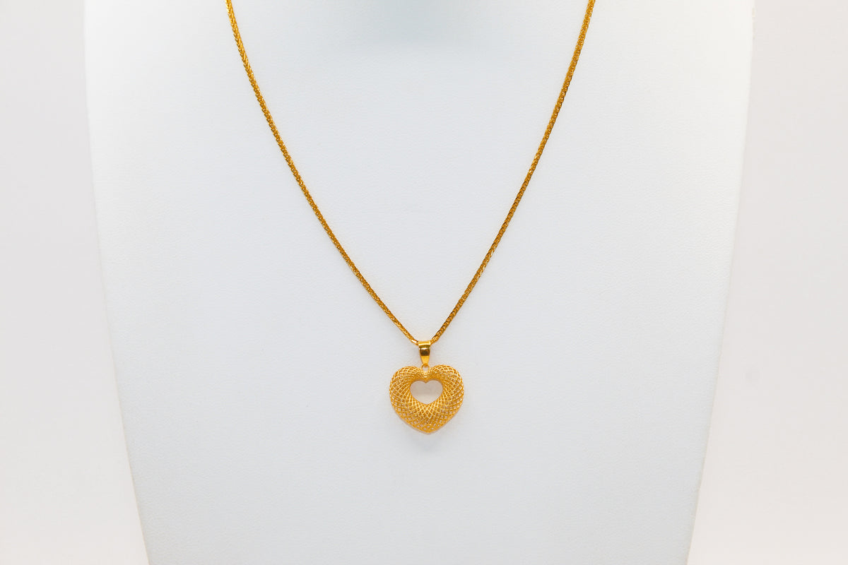 21K Gold Heart Necklace, 5.55 g, view 2