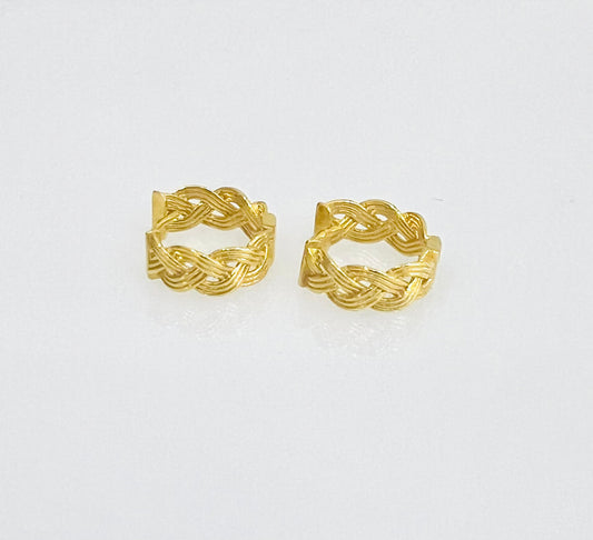 21k Gold Braided Cuff  Earrings