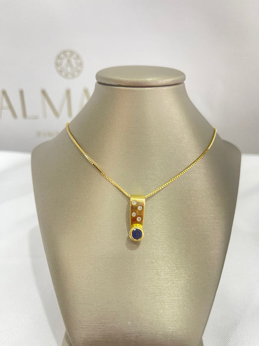 14k Gold Diamond Sapphire Slide Necklace
