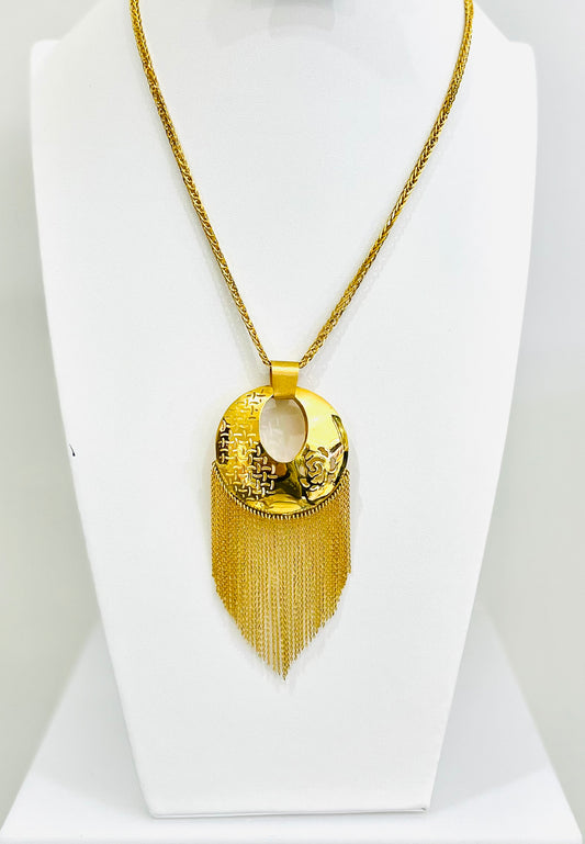 21k Gold Circle Tassel Necklace 
