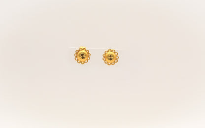 21K Gold Kids Mini Sunflower Post Earrings