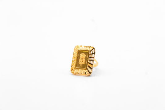 21K Gold Square Rose Ring
