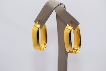 21k Gold wide Oval Hoop Earrings