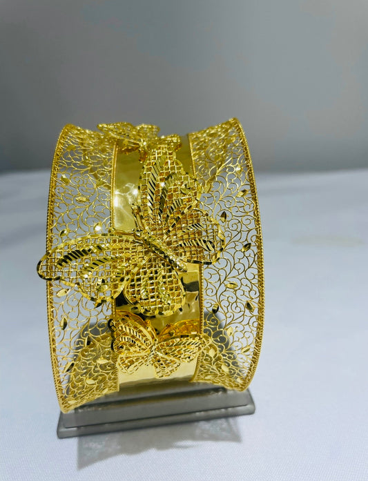 21k Gold Butterfly Cuff Bracelet