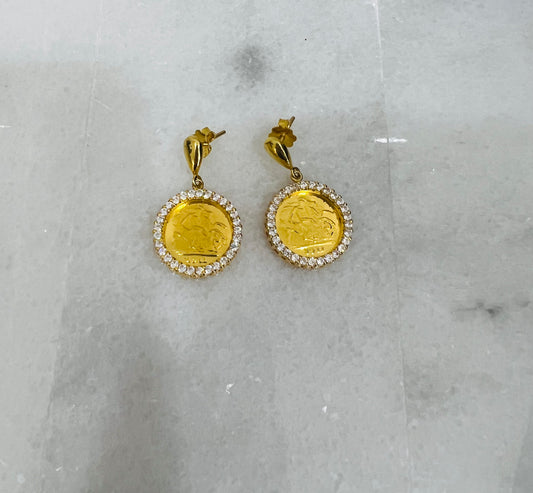 21k Gold Coin Earrings