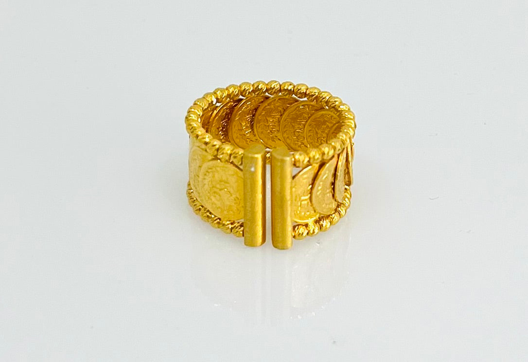 21k Gold Himo Coin Ring