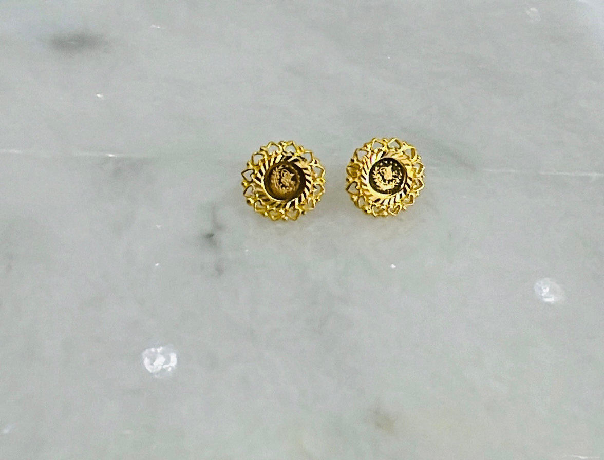 21k Gold Mini Coin Post Earrings