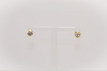 14K Gold Bezel Stud Earrings