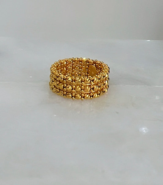 21k Gold Himo Triple Row Bead Ring