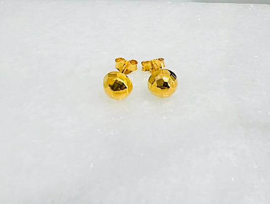 21k Gold Half Ball Screw Back Earrings