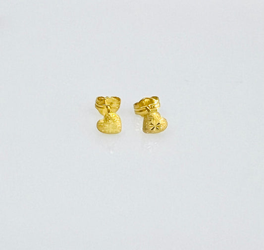 21k Gold Mini Heart Earrings