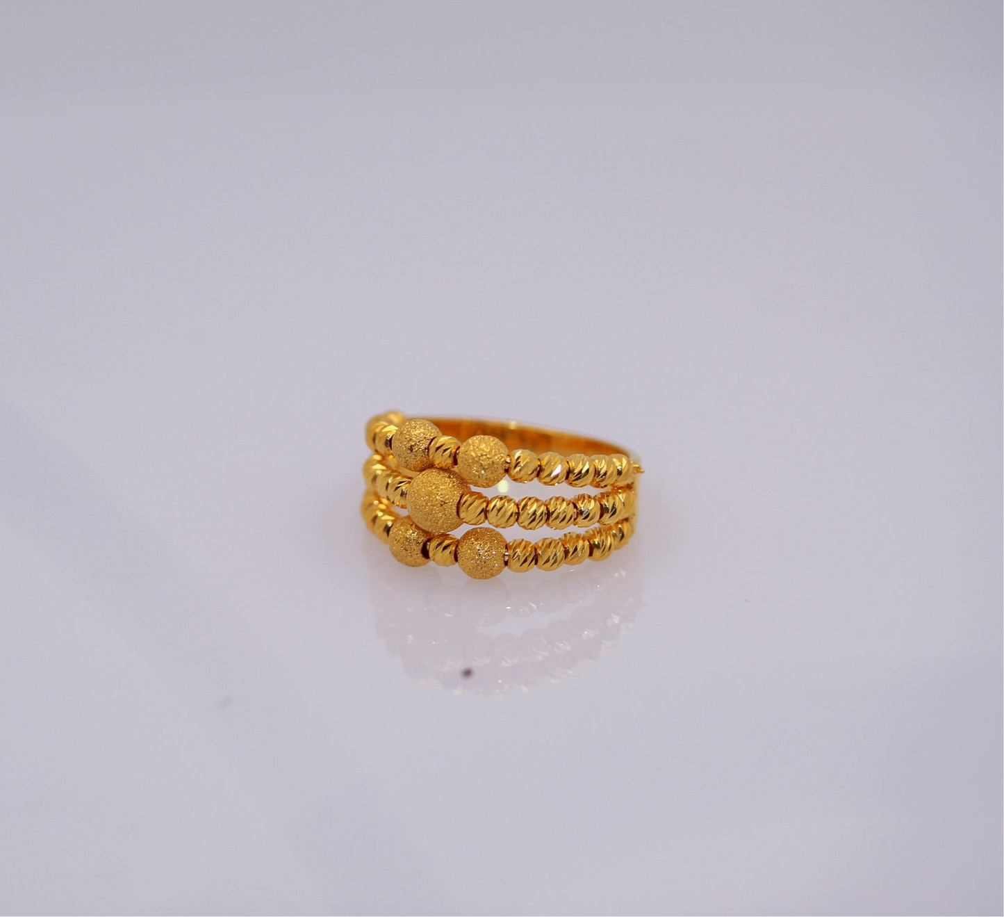 21k Gold 3 Row Beaded Ring