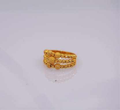 21k Gold 3 Row Beaded Ring