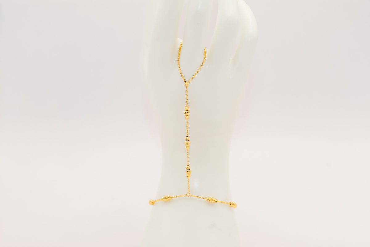 21k gold beaded hand bracelet