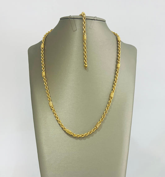 21k Gold Rope Chain Half Set