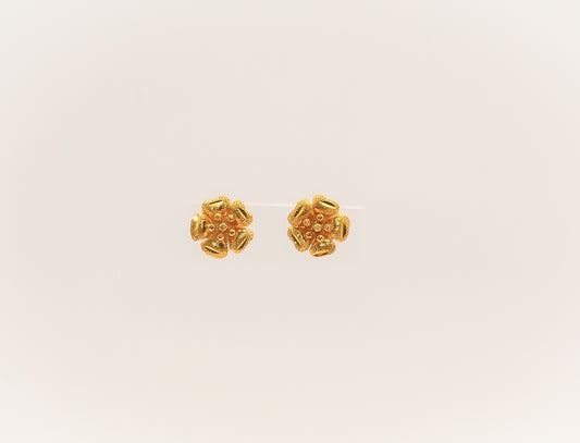21K Gold Kids Mini Flower Post Earrings