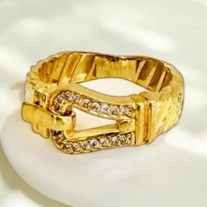 21k Gold Studded Buckle Ring