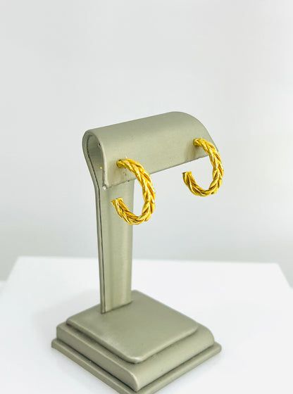 21k Gold Oval Braided Earrings