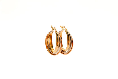 18K Gold Three Tone Earrings