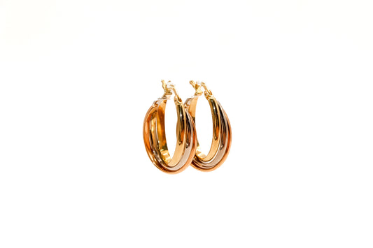 18K Gold Three Tone Earrings