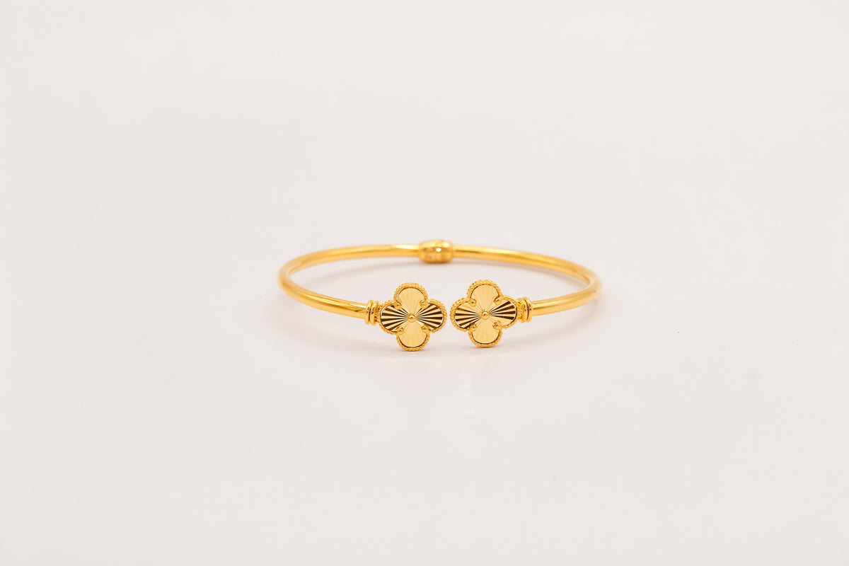 21K Gold Flower Bangle Bracelet
