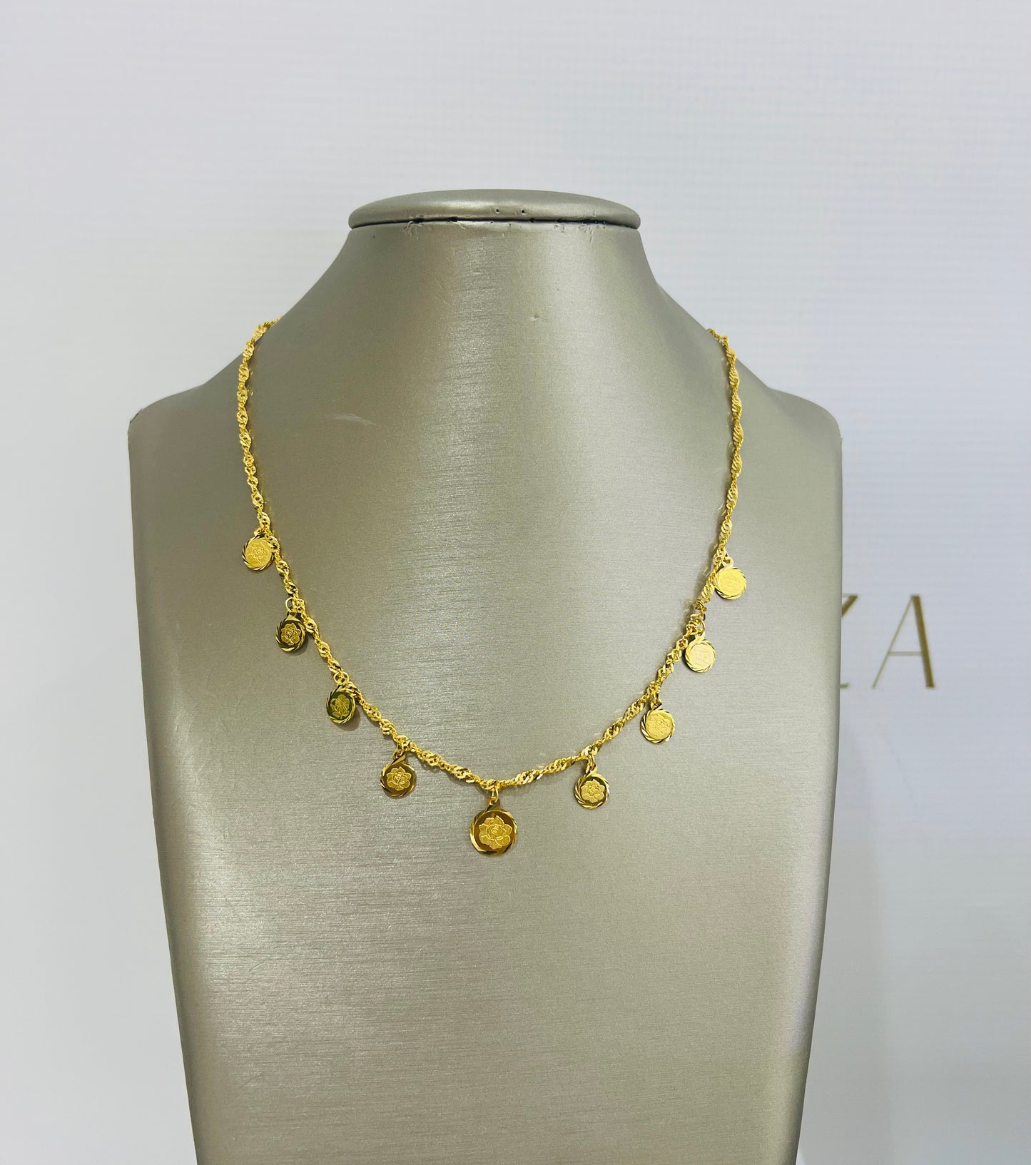 21k Gold Flower Coin Necklace