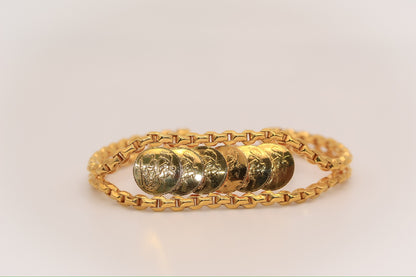 21k Gold Himo Coin Bracelet