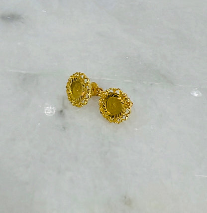 21k Gold Mini Coin Post Earrings