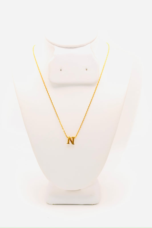 21k Gold N Initial Necklace