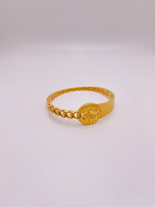 21k Gold Turkish Coin Bangle Bracelet