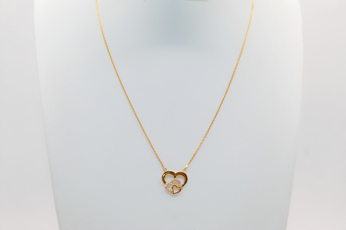 21K Gold Triple Heart Necklace