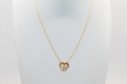 21K Gold Triple Heart Necklace
